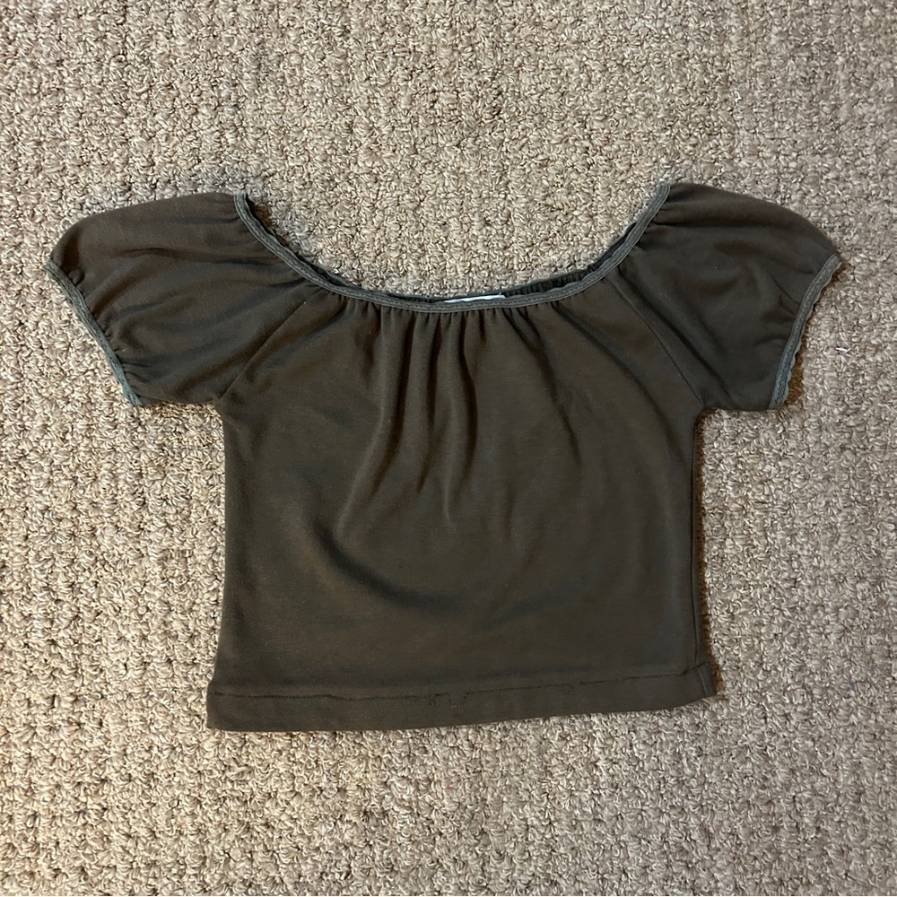 Women’s M Betty Blue Cap Sleeve Top Olive Green